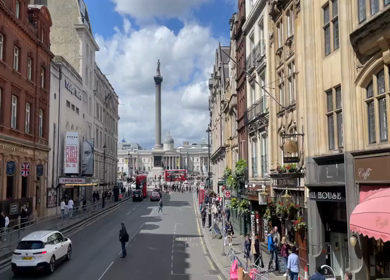 15th June 2024 : Street view of Trafalgar Square and Nelson’s Column in London England