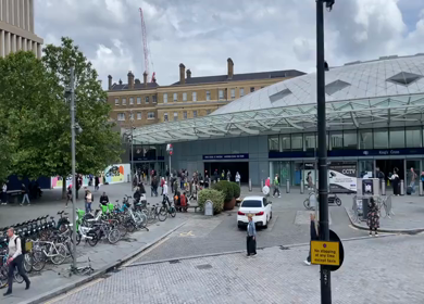 15th June 2024 : Street view outside King’s Cross St Pancras Underground Station in London England