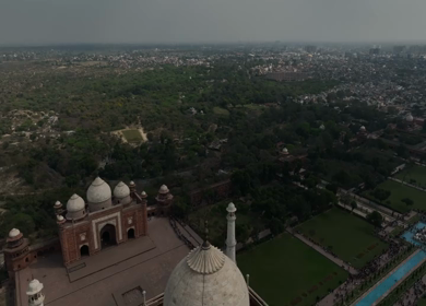 A Beautiful Aerial Shot of Taj Mahal at Agra in India