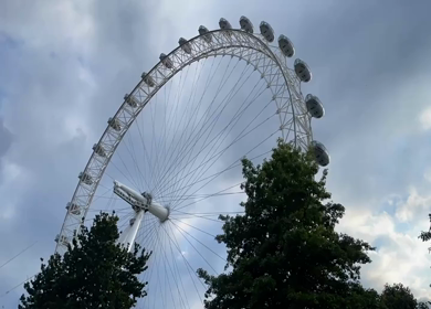 Timelapse view of London Eye ferris wheel in London England