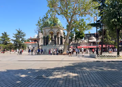 4th June 2026 : Tourists Around German Fountain and Haseki Hurrem Sultan Bathhouse in Istanbul Turkey