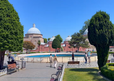 4th June 2026 : Tourists Around German Fountain and Haseki Hurrem Sultan Bathhouse in Istanbul Turkey