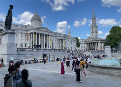 19th June 2024 : Tourists at Trafalgar Square and National Gallery in London