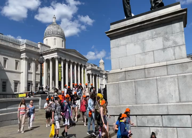 19th June 2024 : Tourists at Trafalgar Square and National Gallery in London