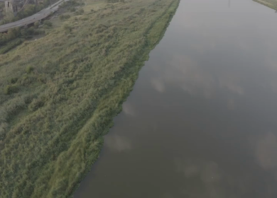 An aerial shot of Yamuna Ghat at Kashmere Gate in New Delhi,India