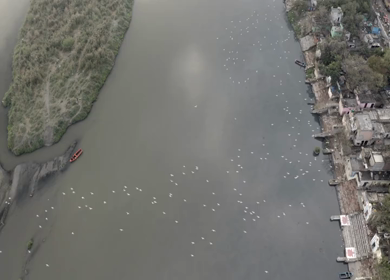 An aerial shot of the cars moving on the bridge at Kashmere Gate