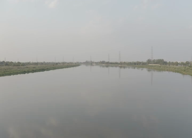An aerial shot of Yamuna Ghat at Kashmere Gate in New Delhi,India