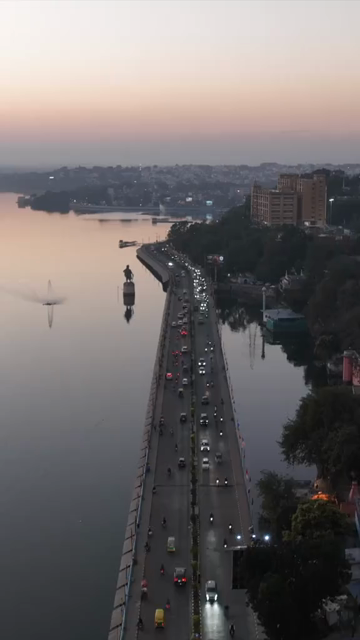 Vertical Aerial Evening View of Bhopal Cityscape