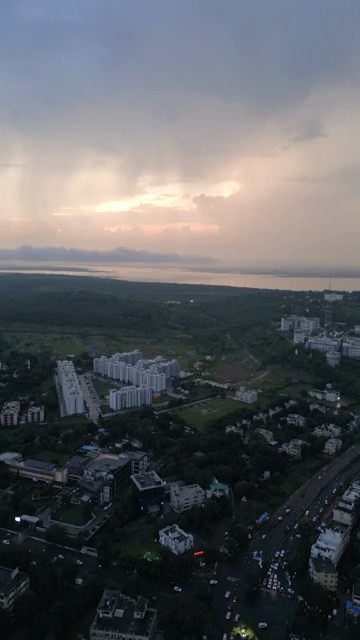 Vertical Aerial Evening View of Bhopal Cityscape