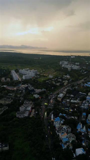 Vertical Aerial Evening View of Bhopal Cityscape