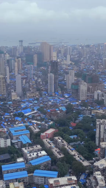 Vertical Aerial Evening View of Dadar Railway Station and Mumbai Cityscape