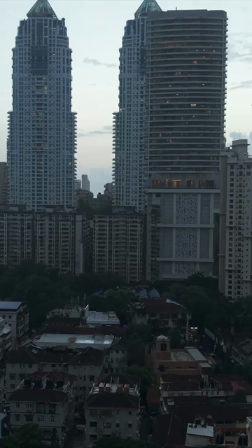 Vertical Aerial Evening View of Mumbai City Skyline Maharashtra India