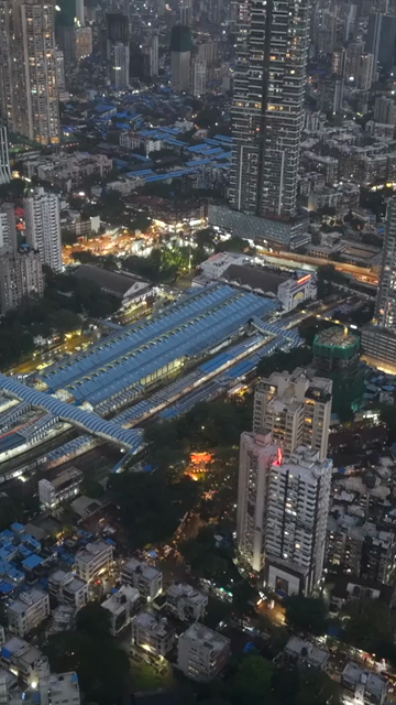 Vertical Aerial Evening View of Mumbai City Skyline Maharashtra India