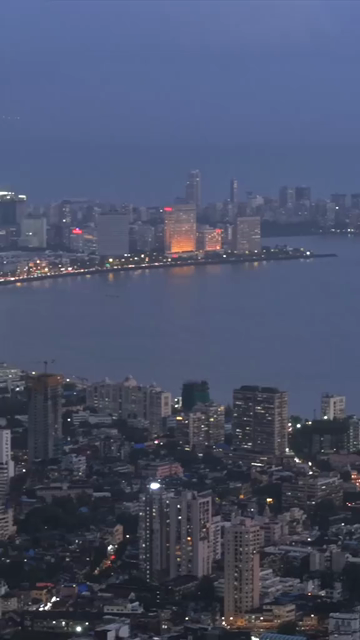 Vertical Aerial Evening View of Mumbai City Skyline Maharashtra India