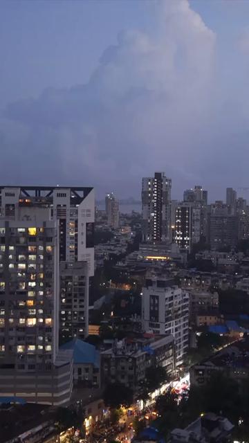 Vertical Aerial Evening View of Mumbai City Skyline Maharashtra India