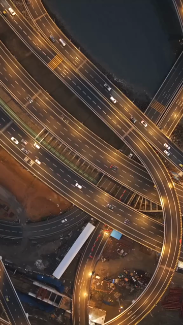 Vertical Aerial Evening View of Mumbai Coastal Road and Interchanges Maharashtra India