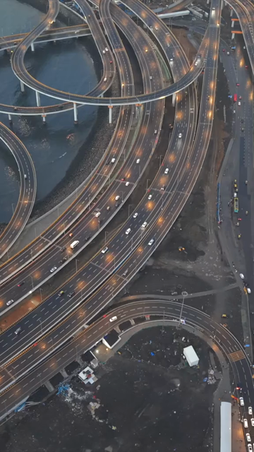 Vertical Aerial Evening View of Mumbai Coastal Road and Interchanges Maharashtra India