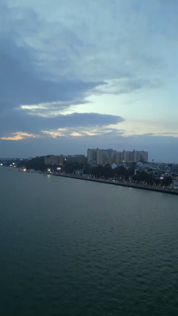 Vertical Aerial Evening View of Raja Bhoj Setu and Upper Lake Bhopal