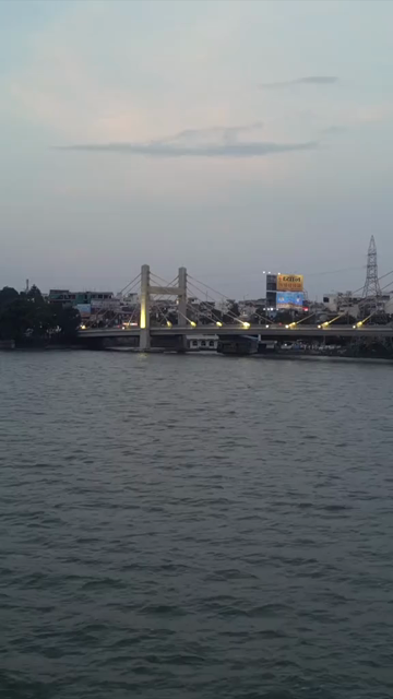 Vertical Aerial Evening View of Raja Bhoj Setu and Upper Lake Bhopal