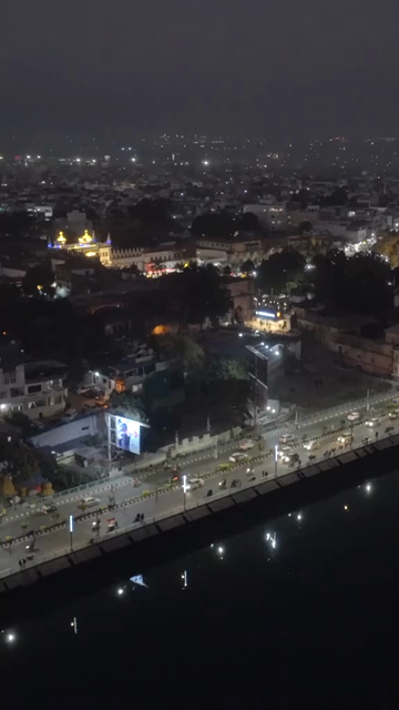 Vertical Aerial Evening View of Raja Bhoj Setu and Upper Lake Bhopal
