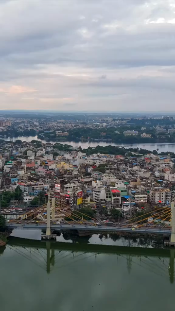 Vertical Aerial Hyperlapse of Bhopal City, Lakes and Urban Landscape, India