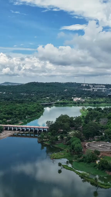 Vertical Aerial Hyperlapse of Bhopal City, Lakes and Urban Landscape, India