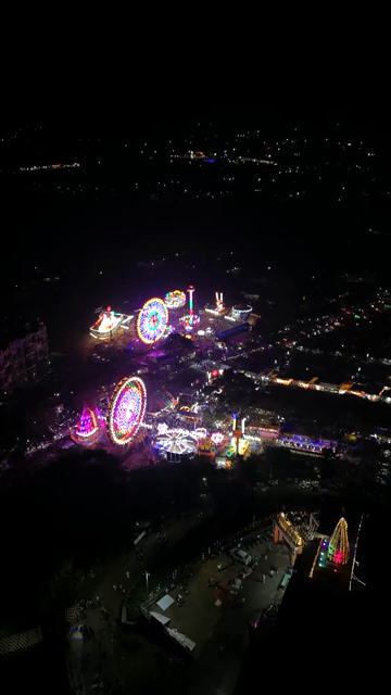 Vertical Aerial Night Shot of Khopoli Sajgaon Jatra Fair Maharashtra India