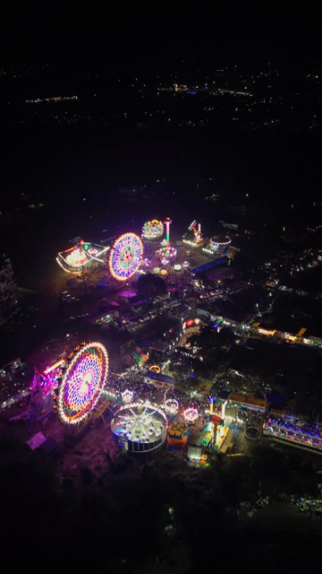 Vertical Aerial Night Shot of Khopoli Sajgaon Jatra Fair Maharashtra India