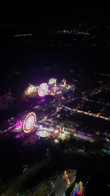 Vertical Aerial Night Shot of Khopoli Sajgaon Jatra Fair Maharashtra India