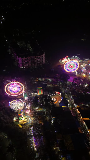 Vertical Aerial Night Shot of Khopoli Sajgaon Jatra Fair Maharashtra India