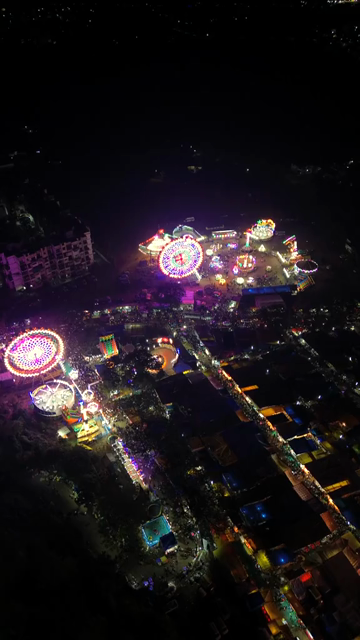 Vertical Aerial Night Shot of Khopoli Sajgaon Jatra Fair Maharashtra India