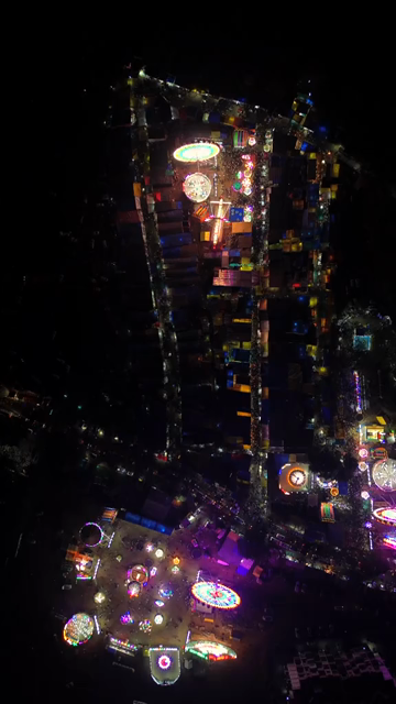 Vertical Aerial Night Shot of Khopoli Sajgaon Jatra Fair Maharashtra India
