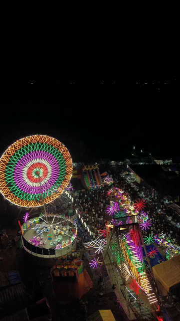 Vertical Aerial Night Shot of Khopoli Sajgaon Jatra Fair Maharashtra India