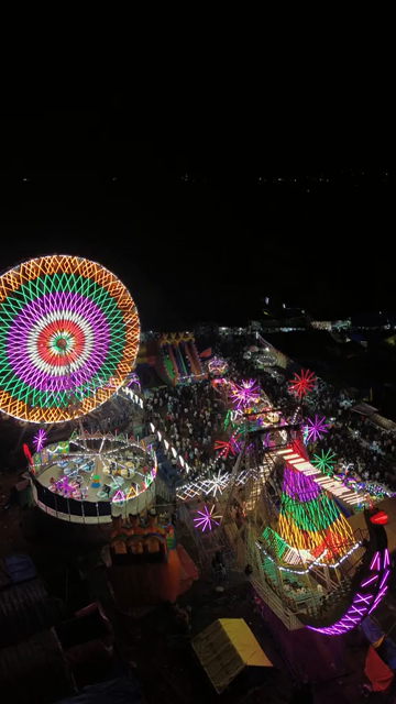 Vertical Aerial Night Shot of Khopoli Sajgaon Jatra Fair Maharashtra India