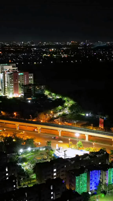 Vertical Aerial Night Timelapse of Kolkata City, India