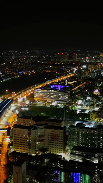 Vertical Aerial Night Timelapse of Kolkata City, India