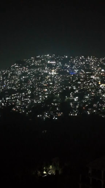 Vertical Aerial Night View of Aizawl City Mizoram India