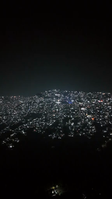 Vertical Aerial Night View of Aizawl City Mizoram India