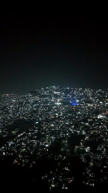 Vertical Aerial Night View of Aizawl City Mizoram India