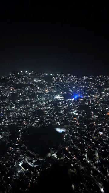Vertical Aerial Night View of Aizawl City Mizoram India