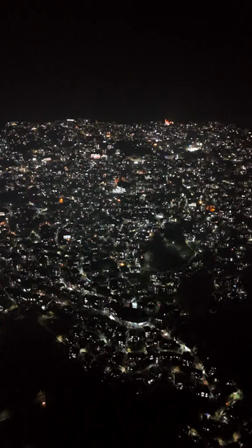 Vertical Aerial Night View of Aizawl City Mizoram India