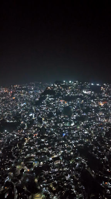 Vertical Aerial Night View of Aizawl City Mizoram India