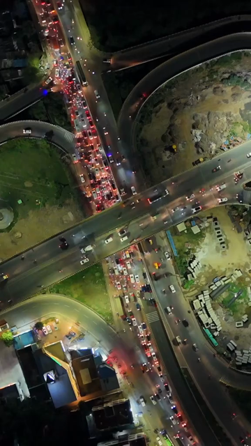 Vertical Aerial Night View of Anna Nagar Flyover Chennai India