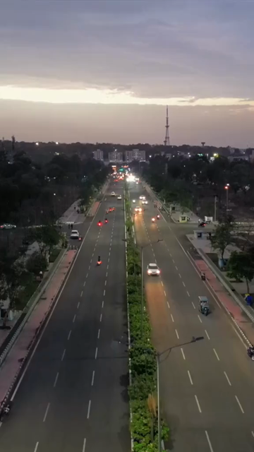 Vertical Aerial Night View of Bhopal City Traffic and Roads, India