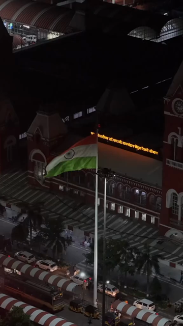 Vertical Aerial Night View of Chennai Central Railway Station India