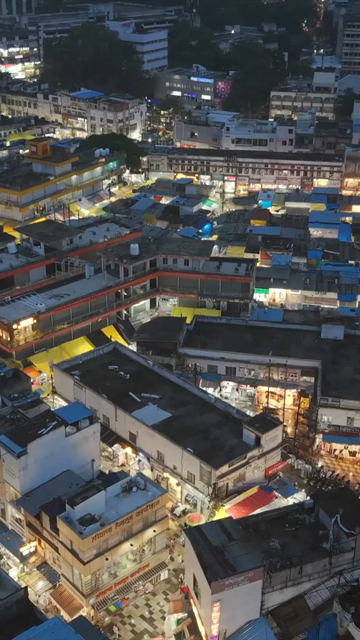 Vertical Aerial Night View of Farmers Protest at Board Office Square Bhopal Madhya Pradesh India