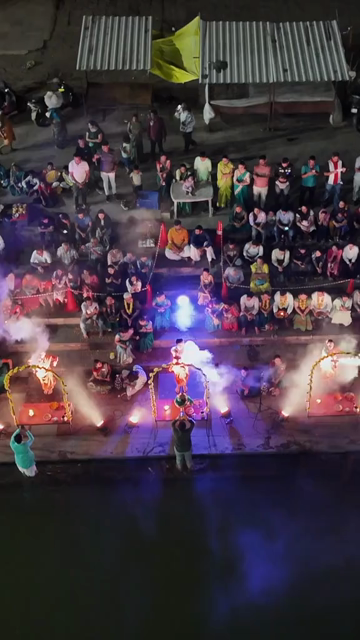 20th April 2026 : Vertical Aerial Night View of Godavari Aarti Ceremony in Nashik Maharashtra India