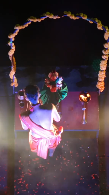 Vertical Aerial Night View of Godavari Aarti Ceremony in Nashik Maharashtra India