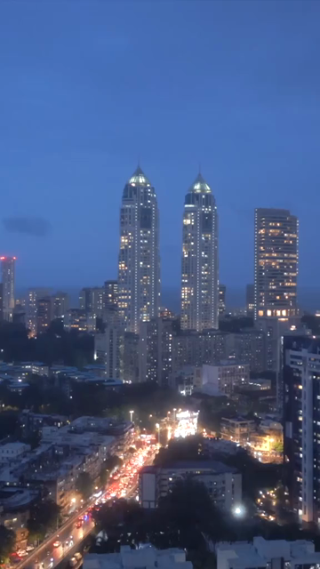 Vertical Aerial Night View of Imperial Towers and Mumbai Cityscape