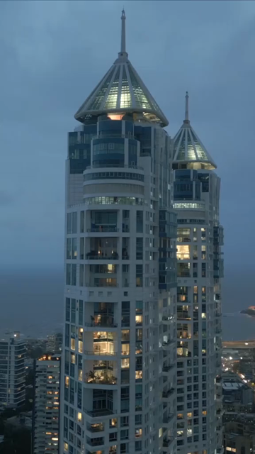 Vertical Aerial Night View of Imperial Towers and Mumbai Cityscape